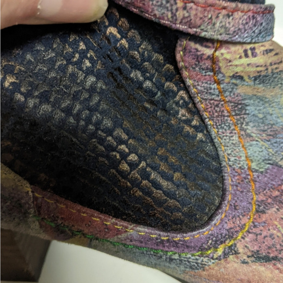 L’Artiste Shazzam Hand Painted Navy Leather Ankle Boots Boho Luxe EU 40 - Picture 11 of 11